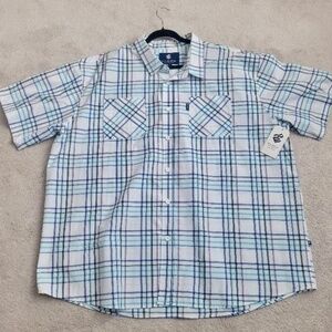 ROCAWEAR Classic Men's Striped Short Sleeve Shirt White/Blue Size 5X Streetwear